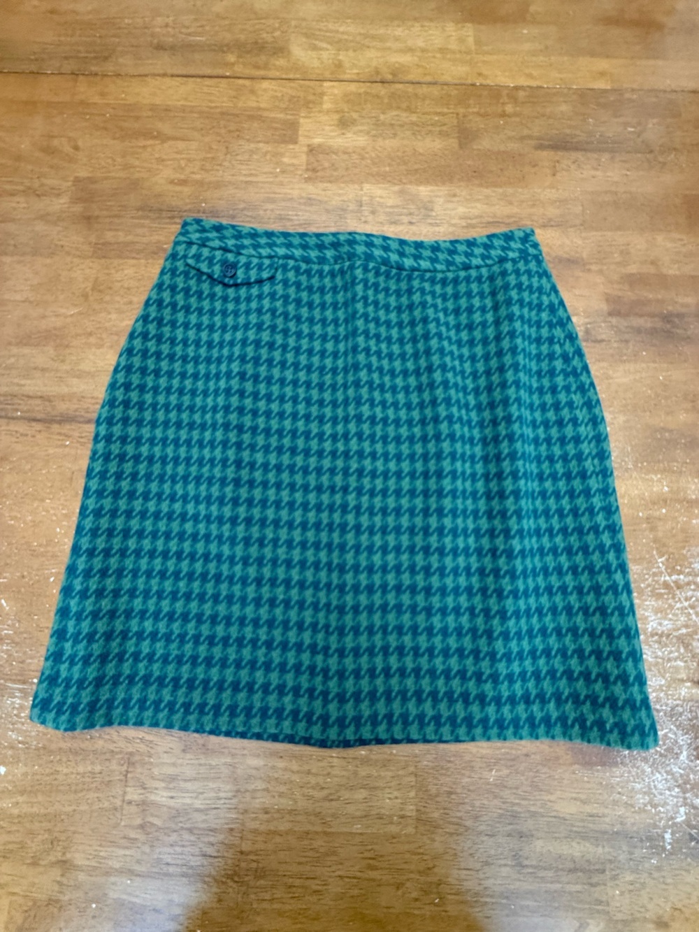 J. Crew Vintage 1997 Teal and Green Houndstooth Mini Skirt 10 Blue Label